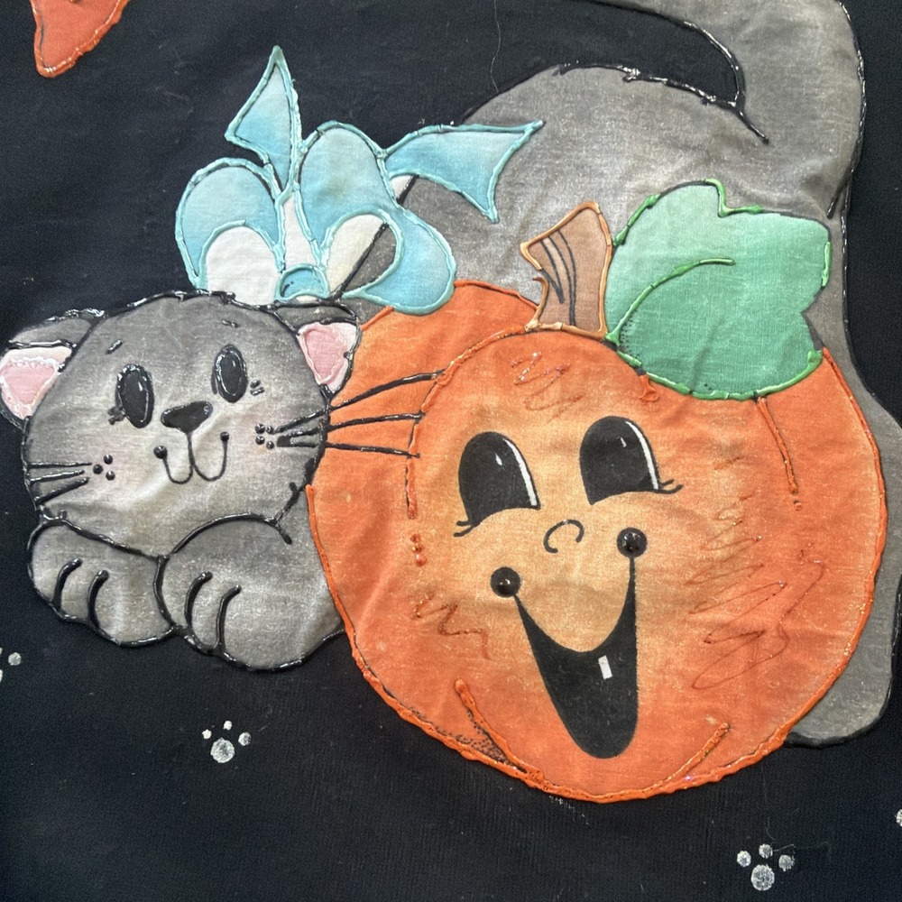 Vintage Collectible Halloween Sweatshirt Kitty Cat Pumpkin BOO Crewneck Sweatshi - Picture 7 of 7
